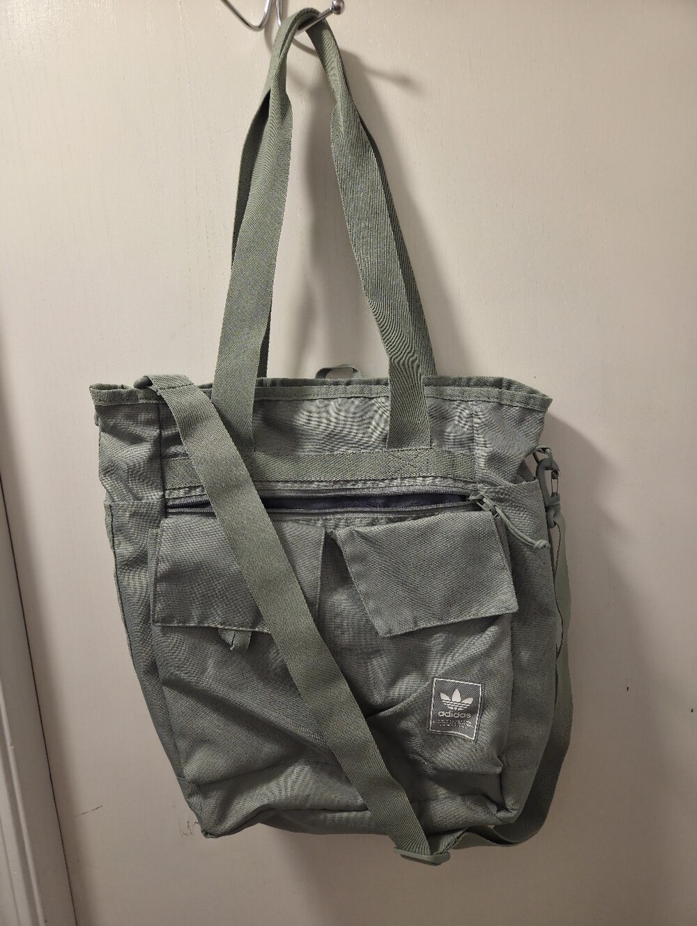 adidas Olive Green Canvas Messenger Tote